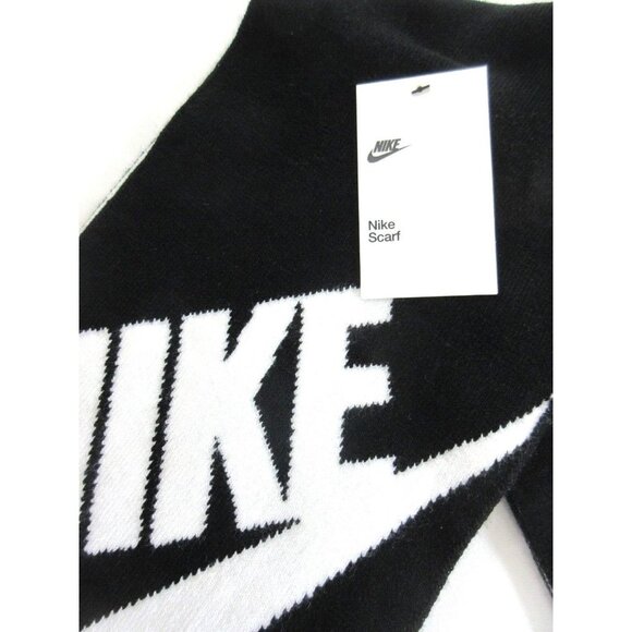 Nike Classic Sport Double Layer Knit Unisex Swoosh Logo Scarf Black White NWT - Picture 2 of 5